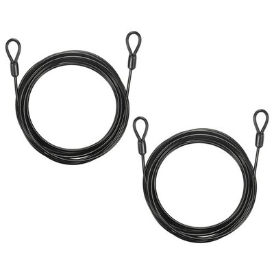 2pcs 3/16'' Dia 12.5ft Security Cable Lock Vinyl Coated Steel with Loops Black