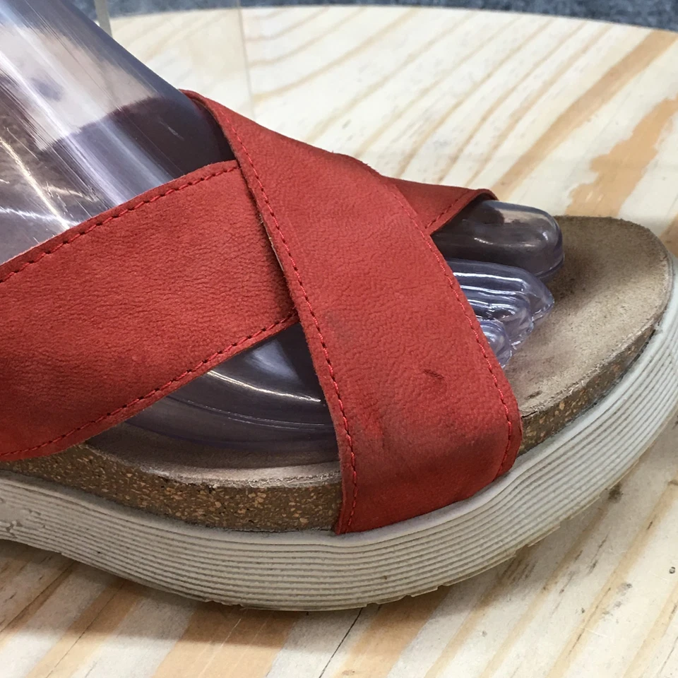 Sandalias Fly London para mujer 38 correa al tobillo rojas gancho y lazo punta abierta tacones de cuña Foto 2 de 4