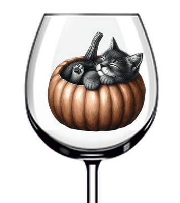 12x Halloween Kürbis Katze Vinyl Aufkleber Abziehbild Becher Weinglas Flasche Tasse Becher