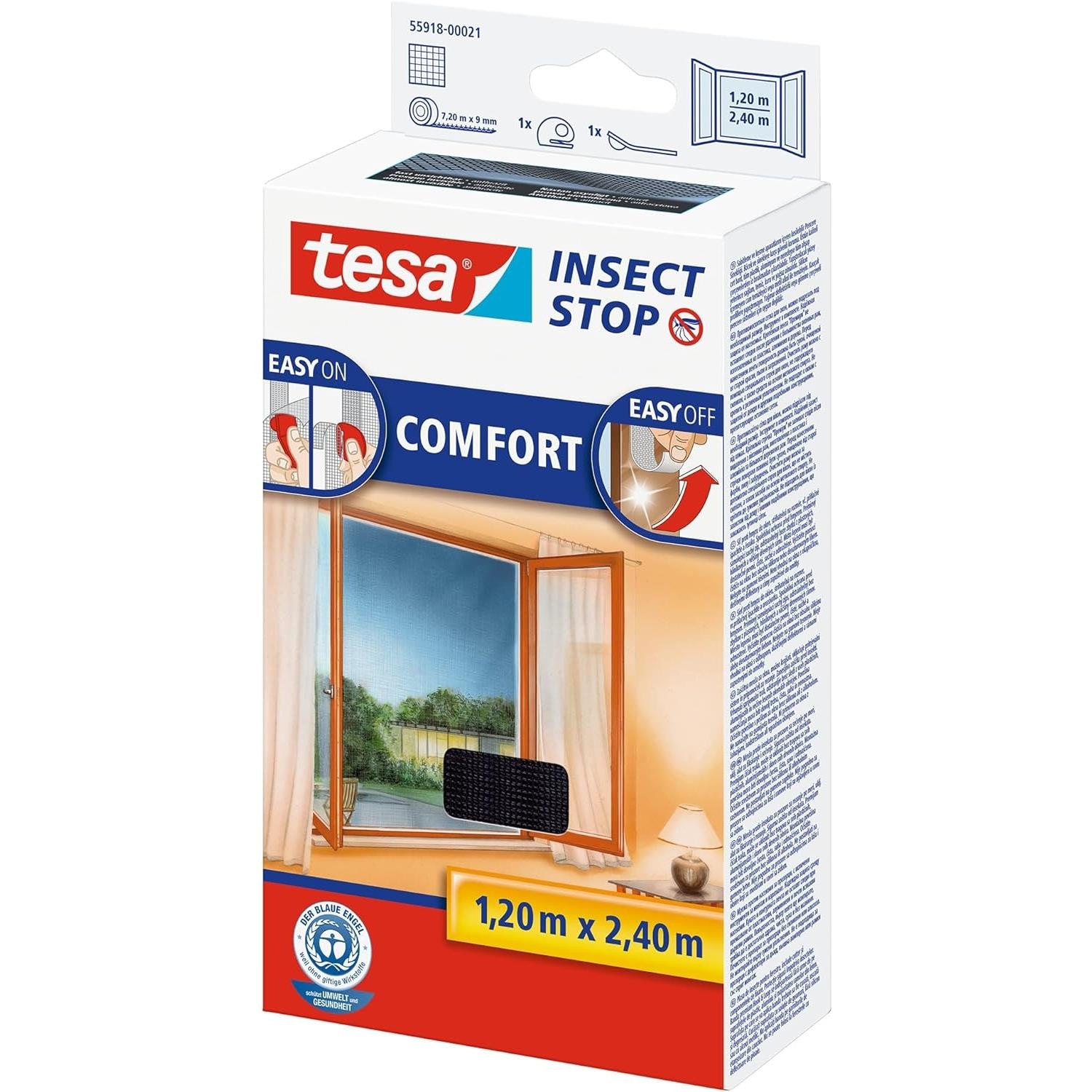 Moustiquaire tesa COMFORT anthracite 120x240 cm, protection anti-moustique amovible