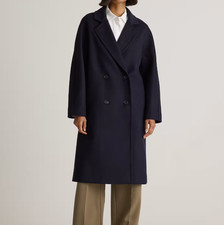 Quince NWOT Women  s Italian Wool Double-Breasted Slouch Coat Navy Small