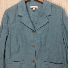 Coldwater Creek Blue Linen Blend Blazer Jacket PXL Elastic Waist