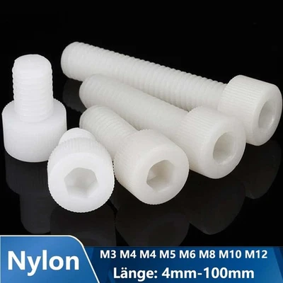 M3 bis M12 Nylon Zylinderschrauben Kunststoff Polyamid Schrauben Innensechskant - Bild 1 von 4