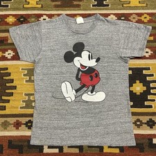 Vintage 1960s 70s Mickey Mouse Cotton Rayon Blend Tshirt Sz M - Gray