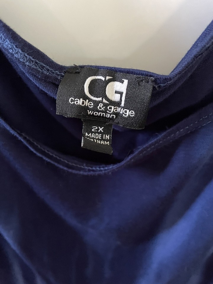 Cable and Gauge Red White & Blue Tie Dye Tank Top Women's Plus Size 2X