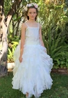 Organza Pleated Ruffled Flower girl dress Junior Bridesmaid Christmas Pageant