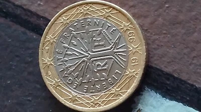 1 EURO 1999, ARBRE DE VIE, France, FAUTÉ pièce en fer a cheval état TTB + - Photo 1/4