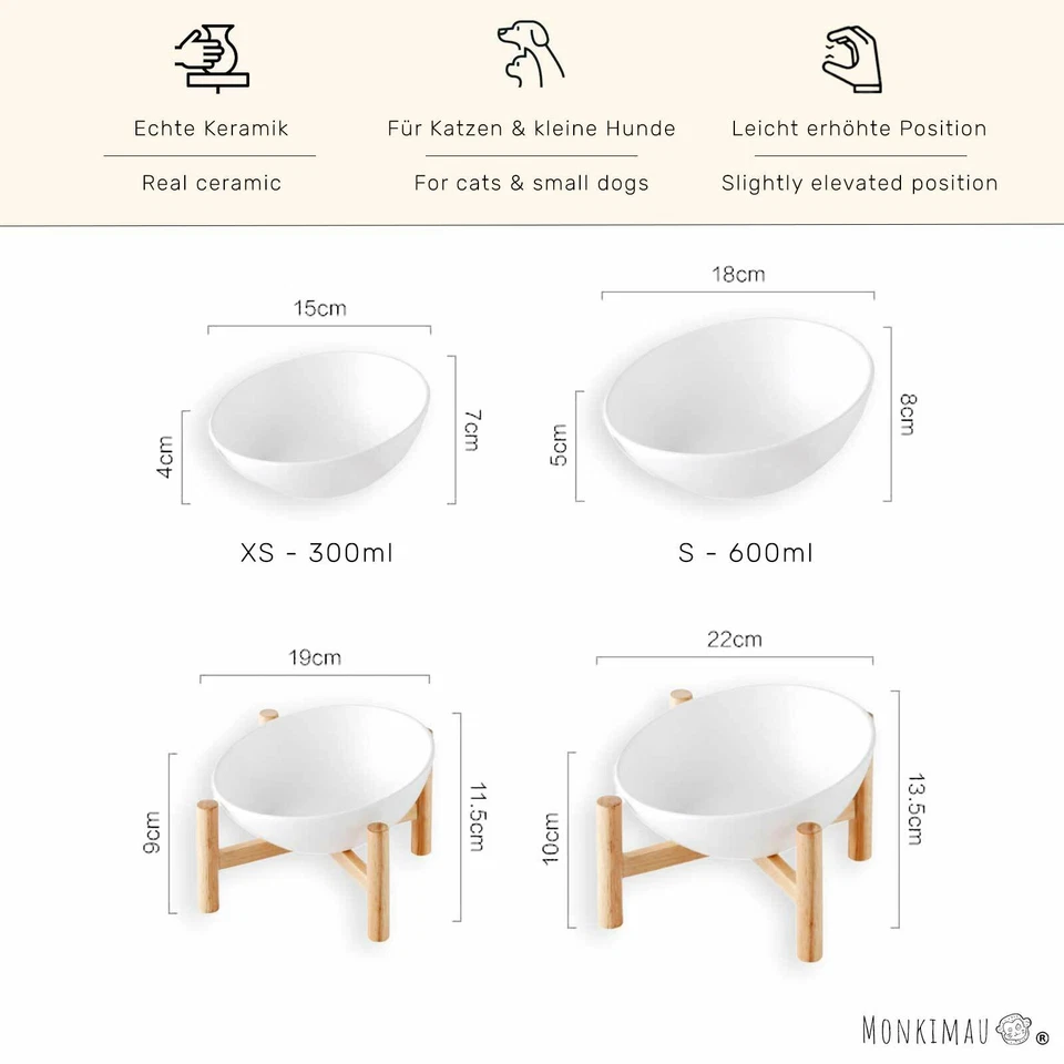 Hundenapf Katzennapf aus Keramik Bambusständer Futternapf Fressnapf erhöht - Bild 3 von 4