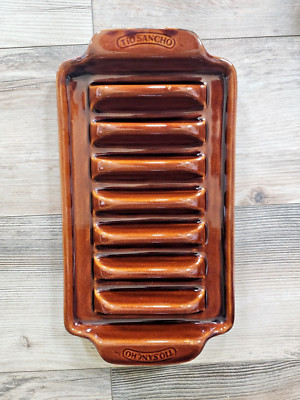 Tio Sancho Ceramic Taco Tray | Brown Glazed Cookware | Nice LQQK