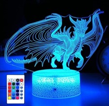 LED Dragon Night light Lamp Decor for KIds Room Remote Control Color Changing