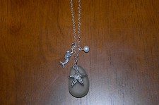 18" Sterling Silver Mermaid Sea Foam Green Sea Glass Necklace w/ Starfish Charm