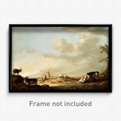 Cuyp, Aelbert - Landscape with Cattle and Figures Print 11x17 Art Poster