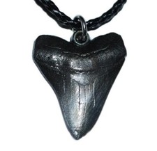 Megalodon Tooth Necklace (Metal Replica) Giant Fossil Shark #167 2o