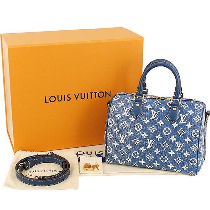 Louis Vuitton Speedy Bandouliere Duffle 25 Navy Blue Denim Louis Vuitton Speedy Bandouliere Duffle 25 Navy Blue Denim