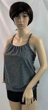 Speedo 2 pc gray/black pebble blouson tankini top shorts set POWERFLEX ECO,M