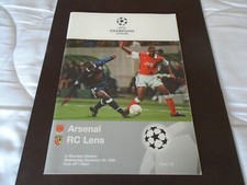 Arsenal v RC Lens UEFA Champions League Group E Programme 25/11/98