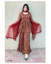INDIAN DESIGNER GEORGETTE REAL MIRROR WORK SUIT WITH SHARRAPALZOO AND DUPATTA