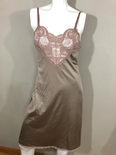 Montgomery Ward Vintage Sexy Lacy Dress Slip Sz 34 Cocoa Lingerie Style 9161
