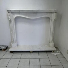MARBLE EUROPEAN CARVED FIREPLACE MANTEL - MBFP1W