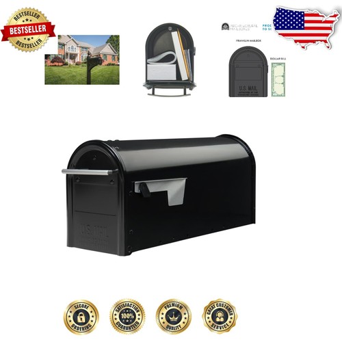 Durable Rust-Resistant Franklin Mailbox - Black with Contemporary ...