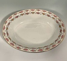 Jean Pouyat JPL Limoges Small Oval Vegetable Bowl POY36 Pink Yellow Floral Swags