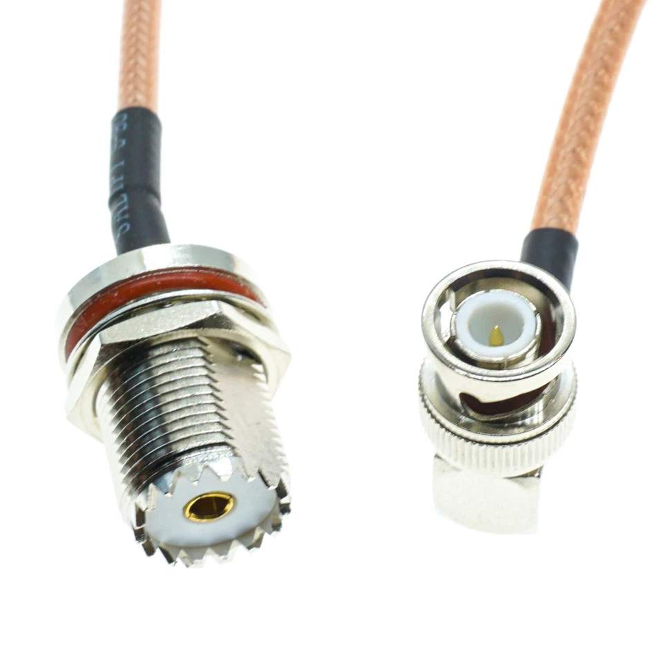 RG142 BNC Male right angle to UHF SO239 Female nut Coaxial Connector Cable Lot - Image 2 of 4
