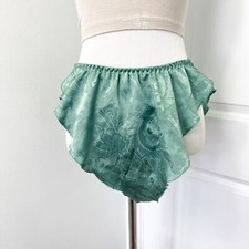 Vintage Victoria's Secret Sage Green Gold Label Satin Tap Flutter Panties