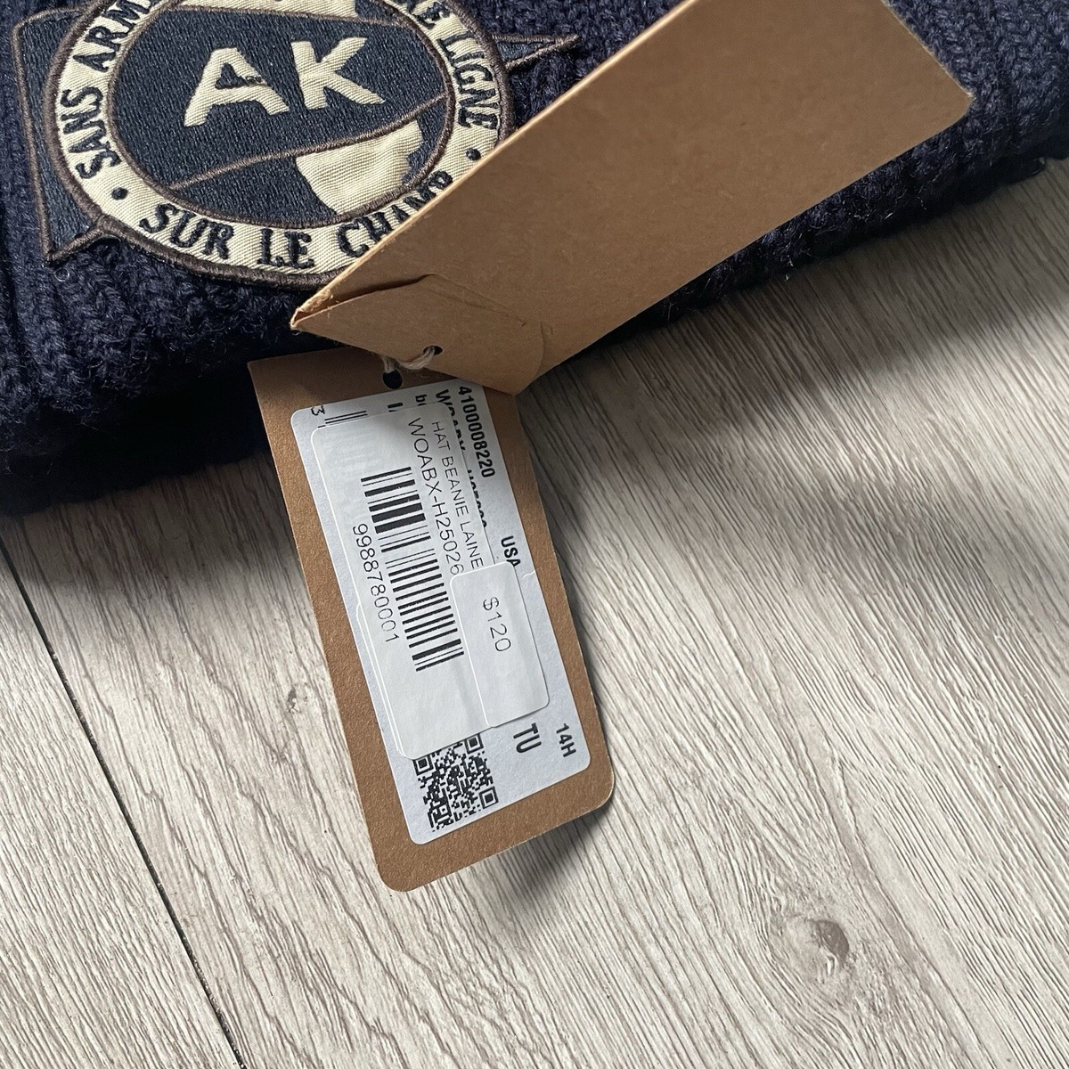 Rare A.P.C. x Kanye West Navy Blue wool ribbed knit beanie APC