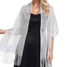 Glitter Solid Scarves Ladies Fringed Tassel Scarf Shawls Party Wedding 160 50cm