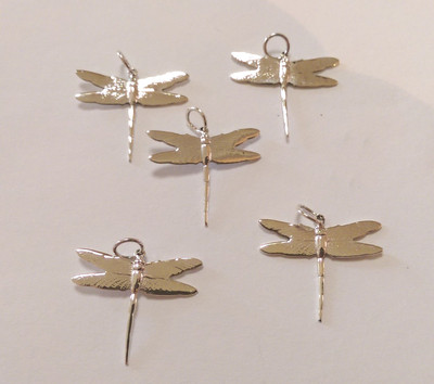 Sterling Silver Dragon Fly Pendants/Charms: 5 Pieces