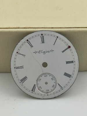 Elgin Wahlschalter Zifferblatt Taschenuhr Porcelain 29mm Entfernung Loch 9mm