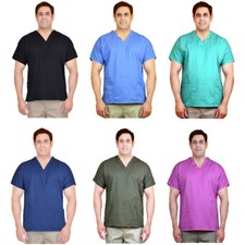 Medical Nursing Scrub Men Women Unisex V-Neck Cotton Uniforms Hospital Shirt Top