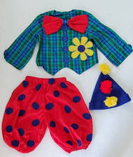 Girls Small 4-6 Handmade Fun Clown Halloween Costume Hat Shirt Pants READ