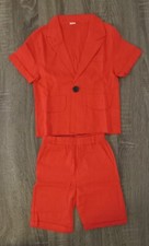SHEIN 2 pc Outfit Blazer / Short Pants Red Toddler Boy Size 110  4/5 y NWT