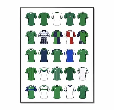 Northern Ireland Football Shirt Poster, National Football Handmade a4 Print