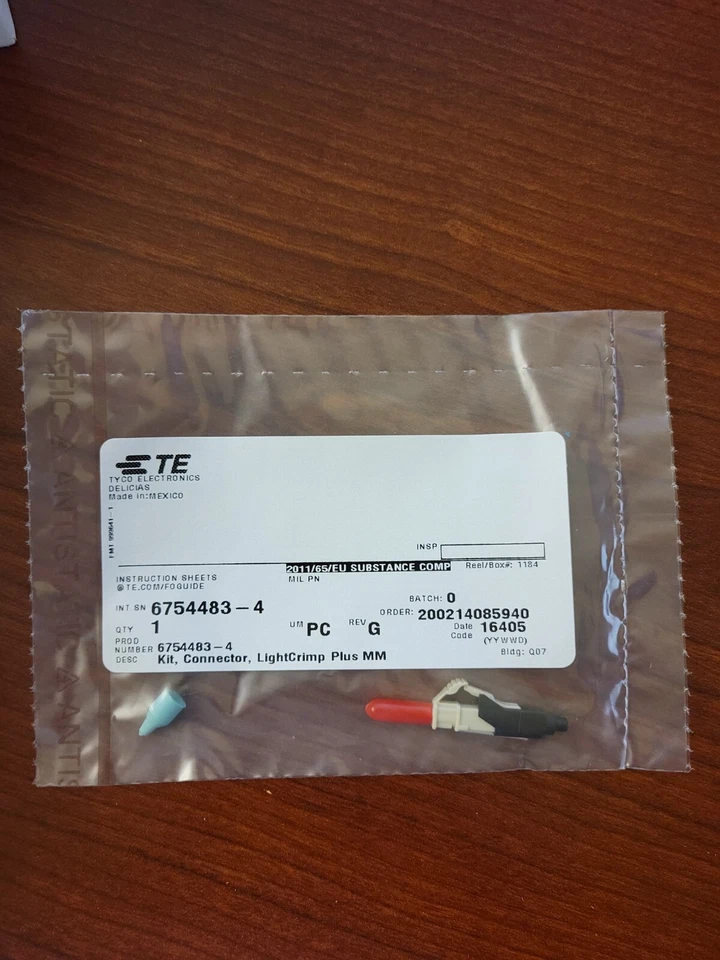 TE Tyco Electronics LightCrimp Plus Fiber Optic LC Connector Kit, OM3 -Box of 10 - Image 2 of 2