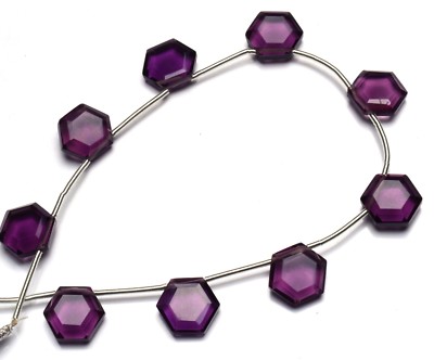 Amethyst Gem Color Hydro Quartz Faceted 11MM Approx. Hexagon Shape Beads 9''