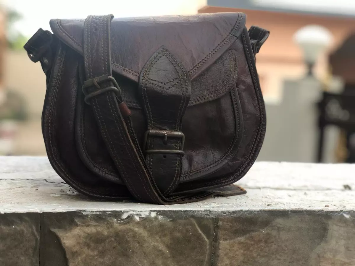 Women s New Handmade Soft Tan Pure Goat Leather Vintage Messenger Bag Purse