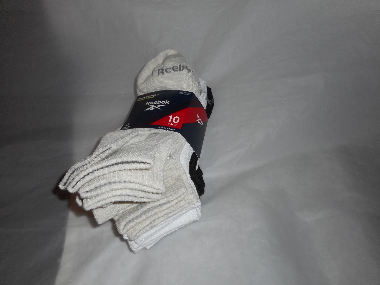 Reebok 10 pk Ladies Quarter Cut Feather Weight Multi Color Socks Shoe Size 4-10 thumbnail 3