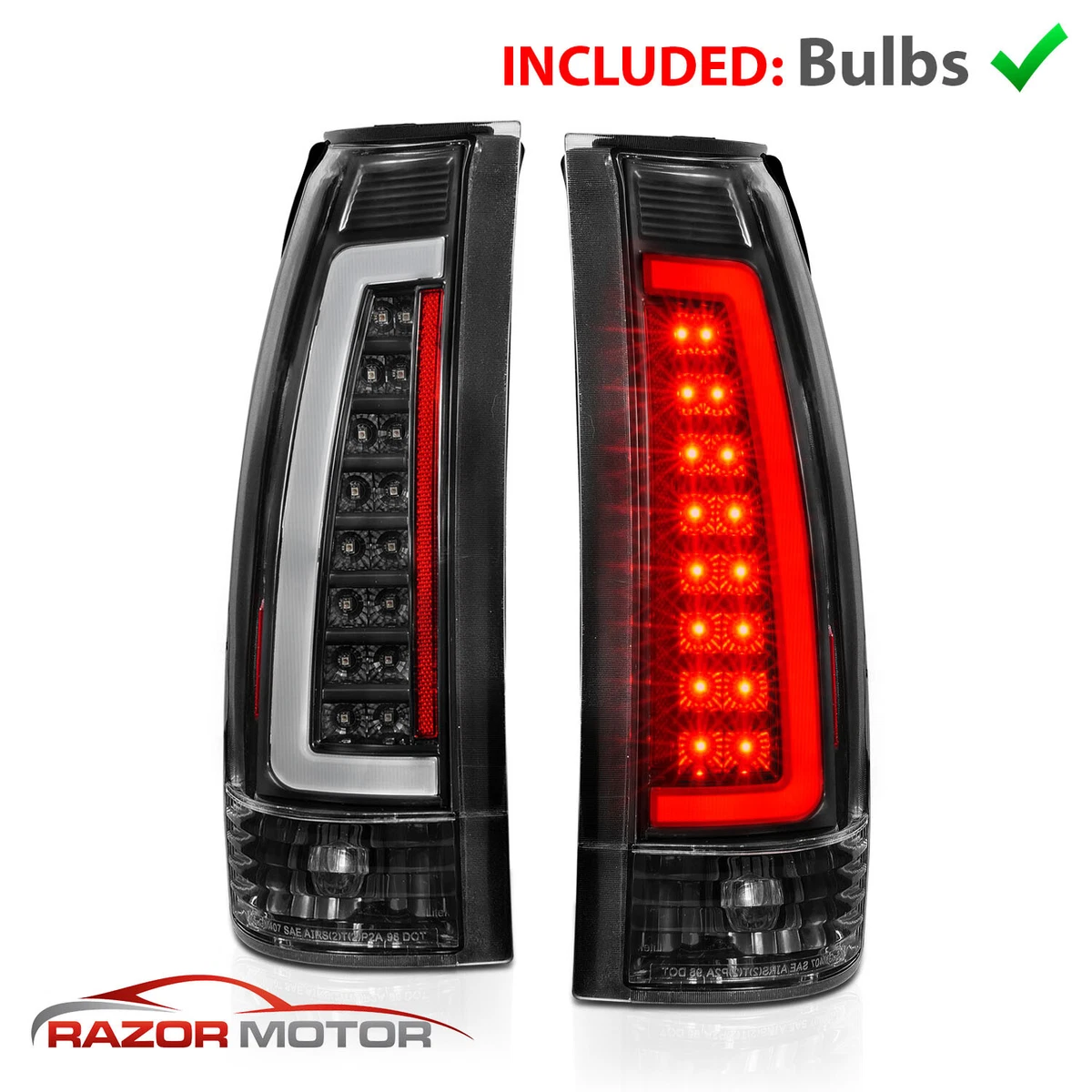 88 99 C Bar LED Black Taillight Set for Chevy GMC C10 C K