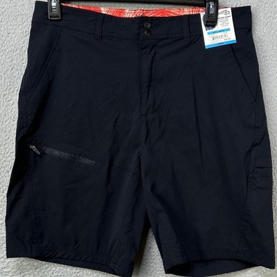NEW Reel Life Mens Large Shorts Riptide Black Nylon Comfort Stretch Zip Pocket