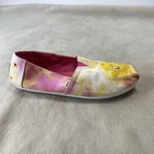 Toms Alpargata Fuchsia Rose Yellow Tie Dye Daisy Embroidery -Size 9 Women Flats