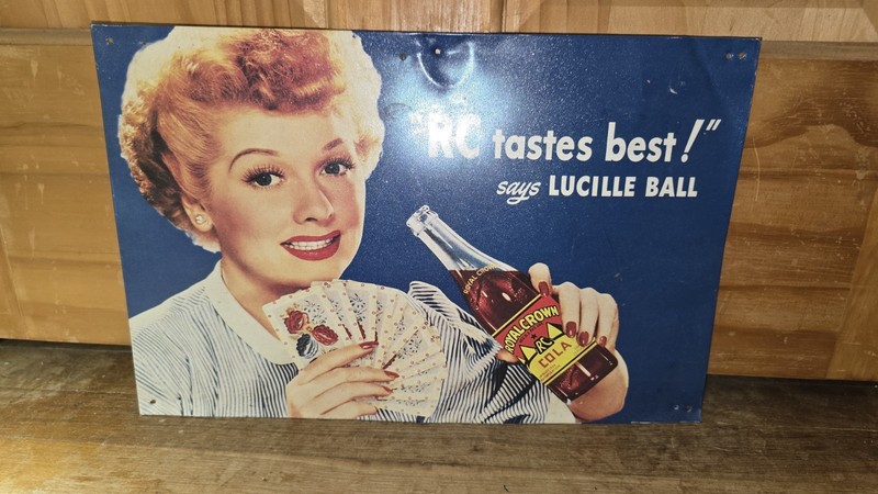“I Love Lucy” RC Cola Blue Tin Sign 16 X 10.5 Desperate Enterprises Metal Advert