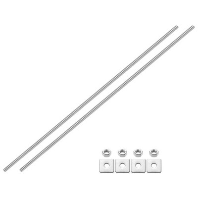 2Pcs Fully Threaded Rod, M8 x 350mm 201 Stainless Steel with Nuts Washers