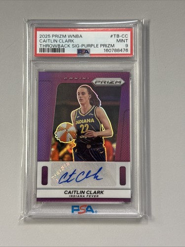2025 Prizm WNBA Caitlin Clark Throwback Purple Auto /49 Psa 9 