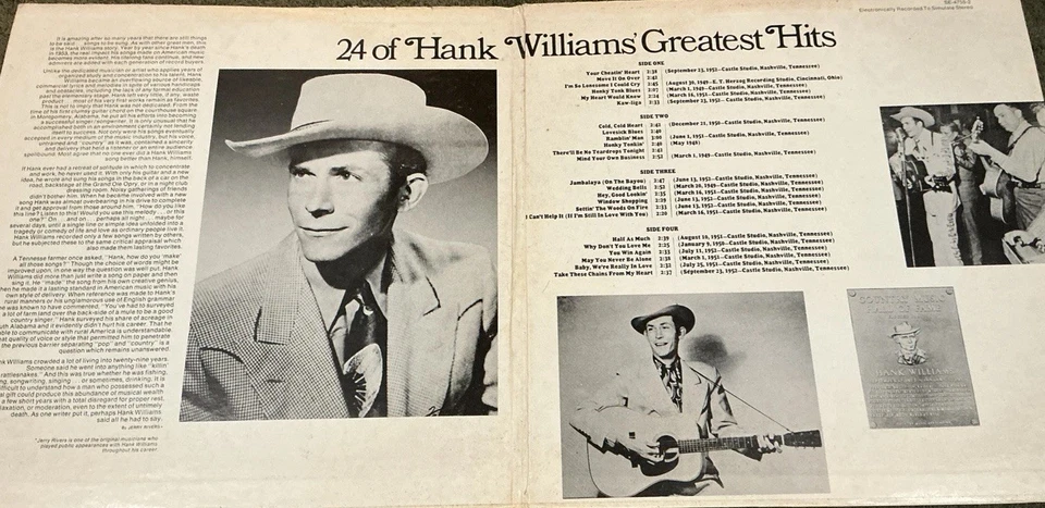 Hank Williams ‘24 Of Hank Williams’ Greatest Hits’ 1970 2 Vinyl LP - Image 2 of 4