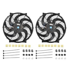 2x 14 Inch Universal Slim Fan Push Pull Electric Radiator Cooling 12v Mount Kit