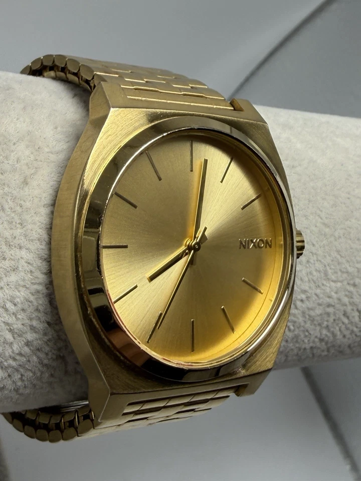 Nixon Minimal The Time Teller Gold Tone New Battery Mens Watch 37MM 7.25" - Image 3 of 4