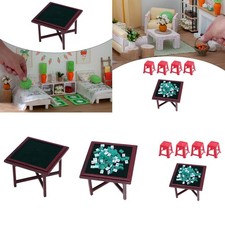 1:12 Miniature Mahjong Set Toys Wooden Mahjong Furniture Model