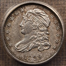 1829 JR-4 Capped Bust dime, ANACS AU50 pleasing original coin DavidKahnRareCoins